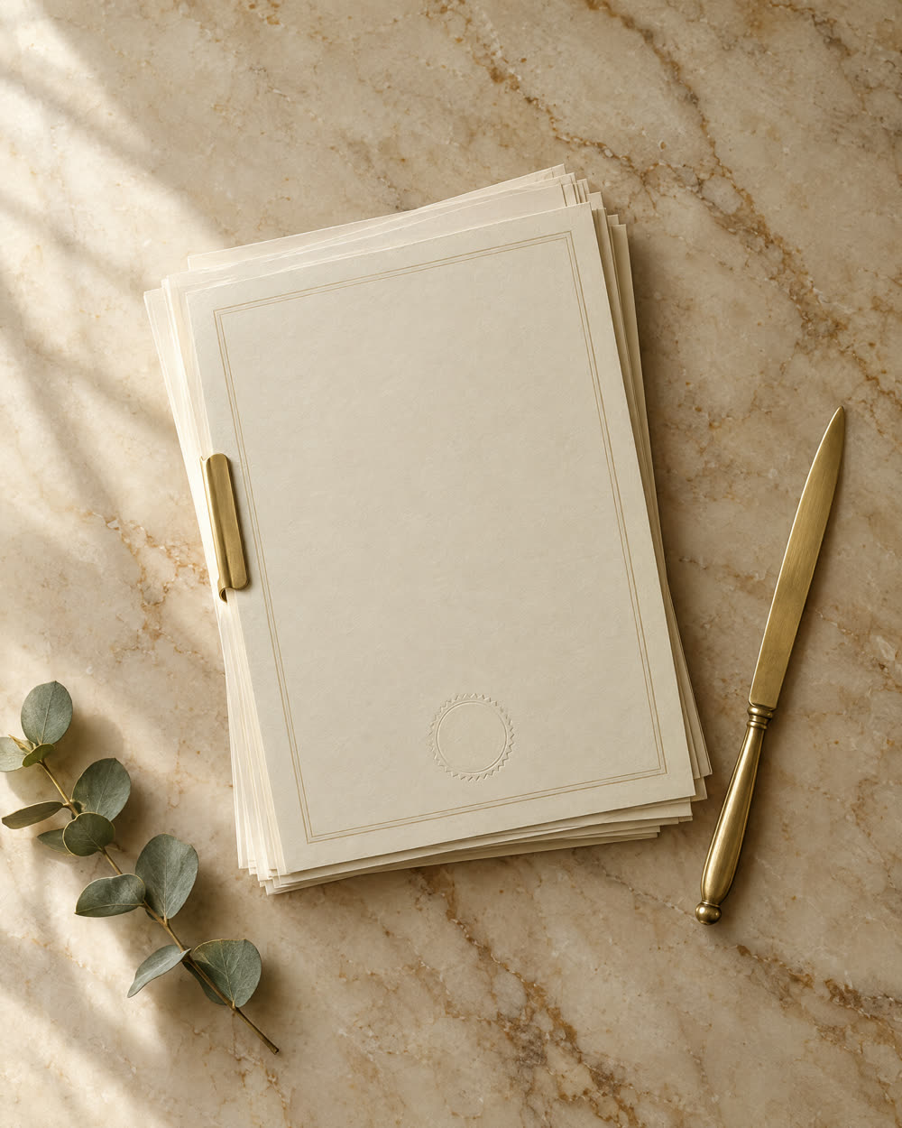 Property deed documents and a brass letter opener